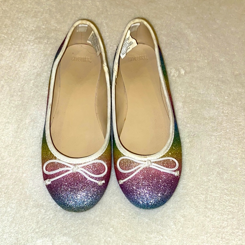 Gymboree Rainbow Glitter Ballet Flats with White Trim